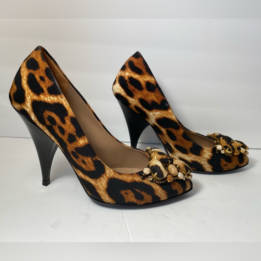 YSL Yves Saint Laurent leopard pumps heels 35 - Picture 1 of 11